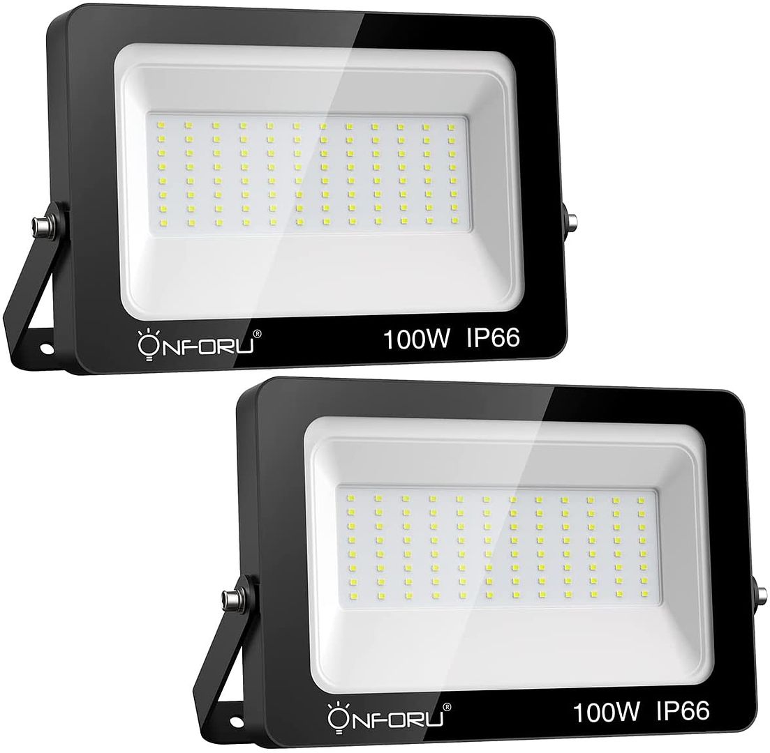 ONFORU 2 PACK 100W LED FLOOD LIGHT, 11000LM SUPER BRIGHT OUTDOOR SECURITY LIGHTS, IP66 WATERPROOF OUTSIDE FLOOD LIGHT, 5000K DAYLIGHT WHITE FLOODLIGHT FOR YARD GARDEN PLAYGROUND BASKETBALL COURT PATIO