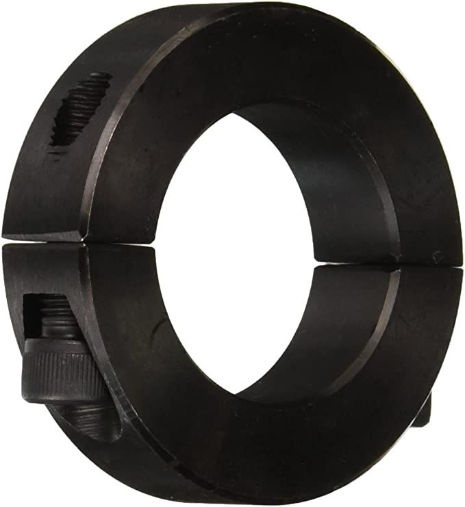 CLIMAX METAL 2C-125 STEEL TWO-PIECE CLAMPING COLLAR, BLACK OXIDE PLATING, 1-1/4" BORE SIZE, 2-1/16" OD, WITH 1/4-28 X 3/4 SET SCREW