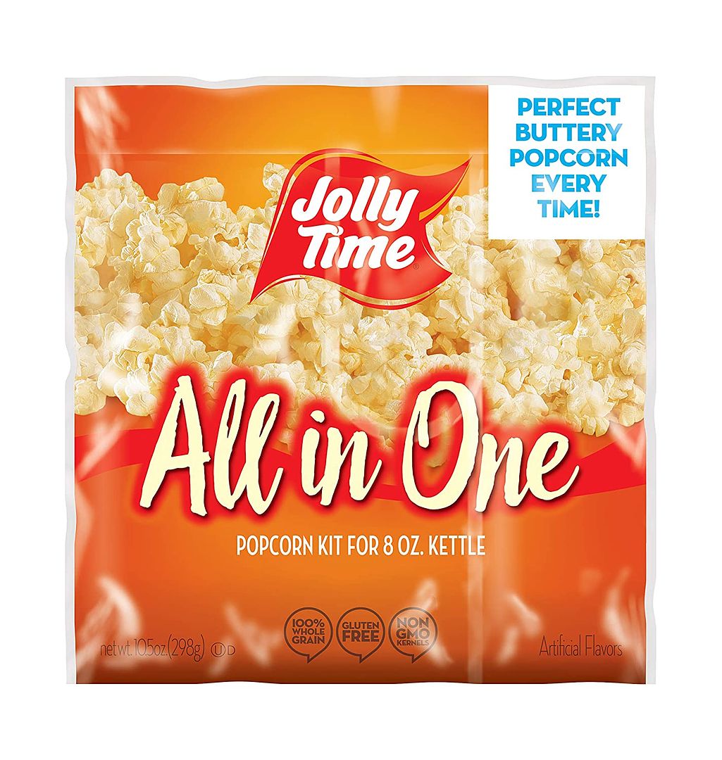 JOLLY TIME All in One Popcorn Kit, Portion Packets with Kernels, Oil and Salt for Movie Theater or Air Popper Machines
