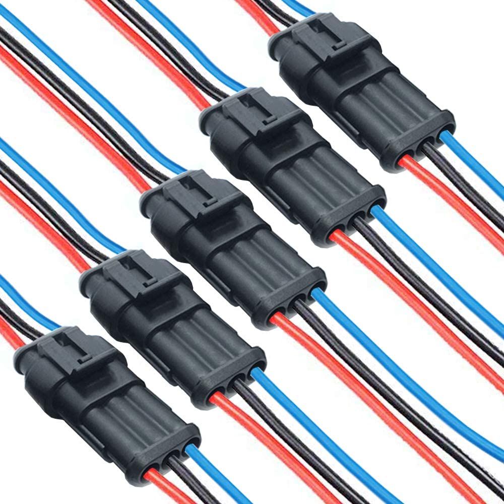 3 pin Wire Connectors,16AWG Way car Plug Auto Electrical Wire Connectors for Truck, Boat,and Other Wire Connections.(5 Pack)