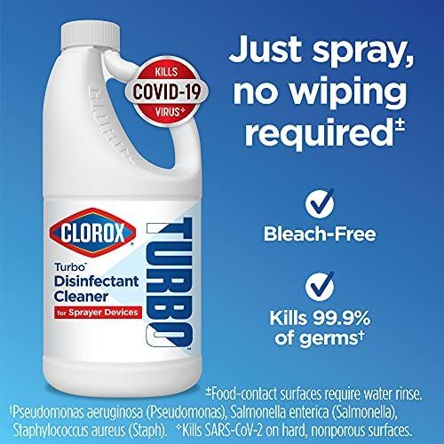 Turbo Disinfectant Cleaner for Sprayer Devices, Bleach-Free, Kills Cold and Flu Viruses and COVID-19 Virus, 64 Fluid Ounces