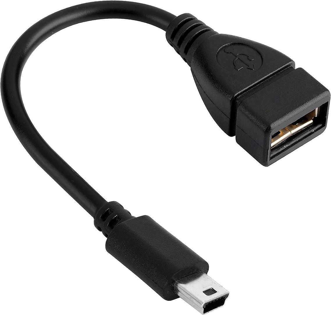 Mini USB OTG Cable for Digital Cameras - USB A Female to Mini USB B 5 Pin Male Adapter Cable