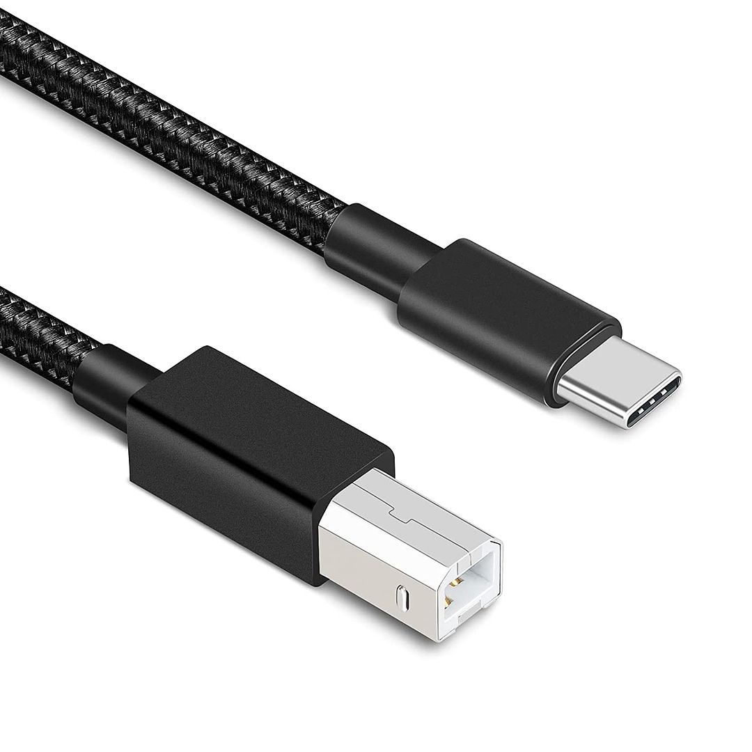 USB B to USB C Printer Cable 6.6FT, Deegotech Nylon Braided USB C Printer Cable 2.0 for MacBook Pro/Air, USB C MIDI Cable Compatible with iMac HP Canon Printers MIDI Controller Casio Digital Piano