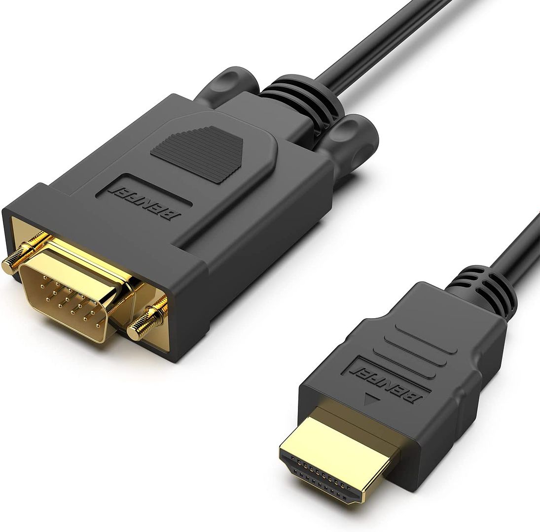 HDMI to VGA, Benfei Gold-Plated HDMI to VGA 3 Feet Cable (Male to Male) Compatible for Computer, Desktop, Laptop, PC, Monitor, Projector, HDTV, Raspberry Pi, Roku, Xbox and More