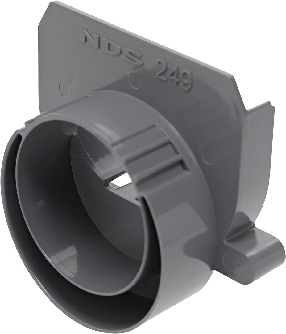 NDS 249 Spee-D Channel Drain Offset End Outlet, Connects NDS Spee-D Channel Drain to 3 in. Drain Pipe and 4 in. Drain Fittings, Adjustable, Gray