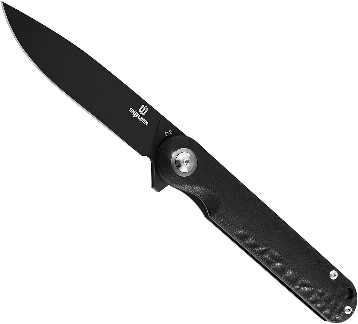 Empoleon Pocket Knife Black Titanium Coating 3.54" D2 Blade G10 Handle Ball Bearings Pivot Flipper Open Folding Knife