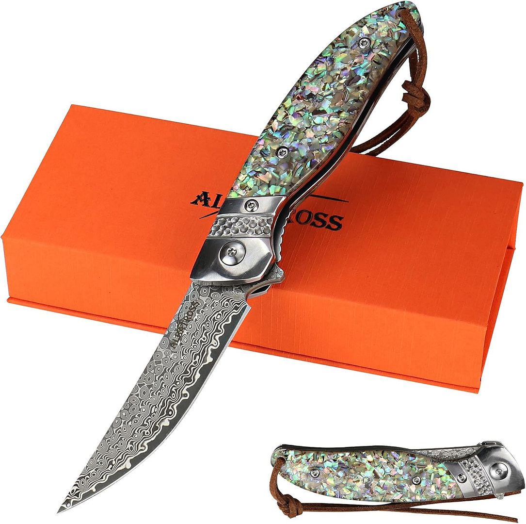 ALBATROSS Pocket Knife Abalone Seashells 7.25