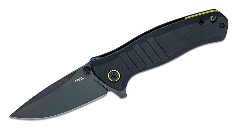Columbia River CRKT 6295 TJ Schwarz Dextro Flipper Knife 3.18" Black Titanium Nitride Plain Blade, Black Aluminum Handles, Liner Lock