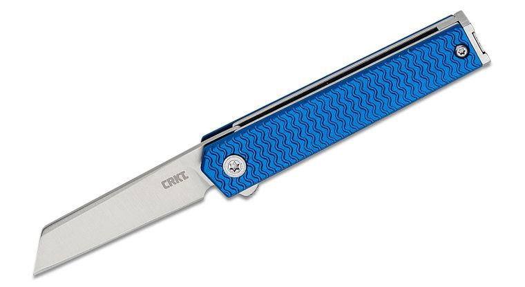 Columbia River CRKT 7083 Richard Rogers CEO Microflipper Knife 2.21" 12C27 Satin Sheepsfoot Blade, Textured Blue Aluminum Handles, Liner Lock
