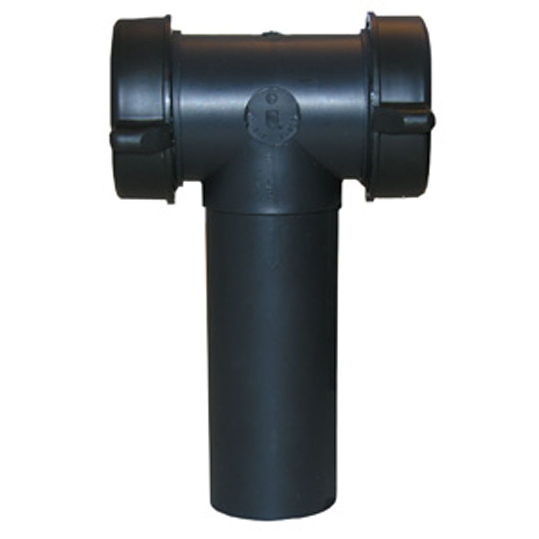 1-1/2" BLACK ABS PLASTIC CENTER OUTLET SLIP JOINT TEE W/TAILPIECE