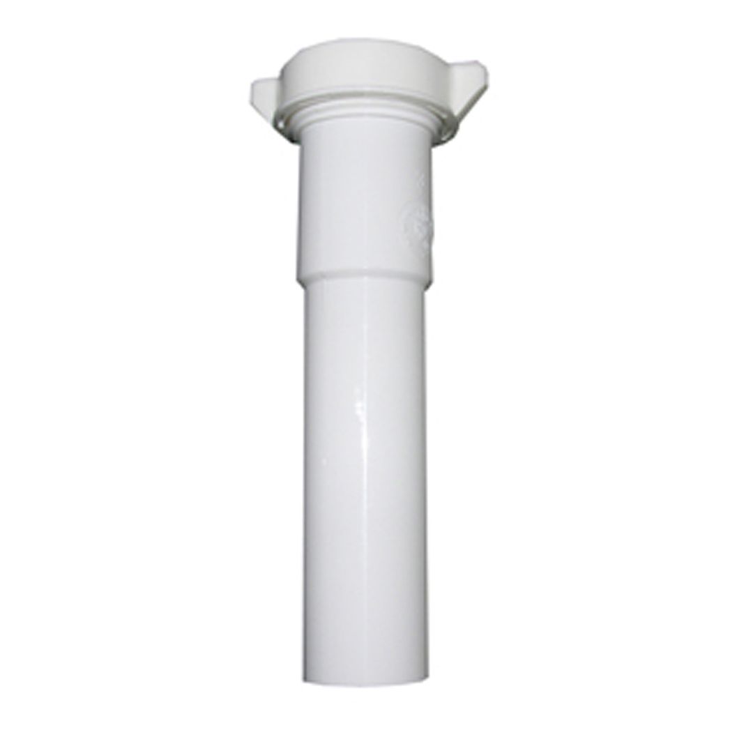 WHITE PLASTIC TUBULAR1-1/4" X 12" SLIP JOINT EXTENTION WITH Nut AAND WASHER