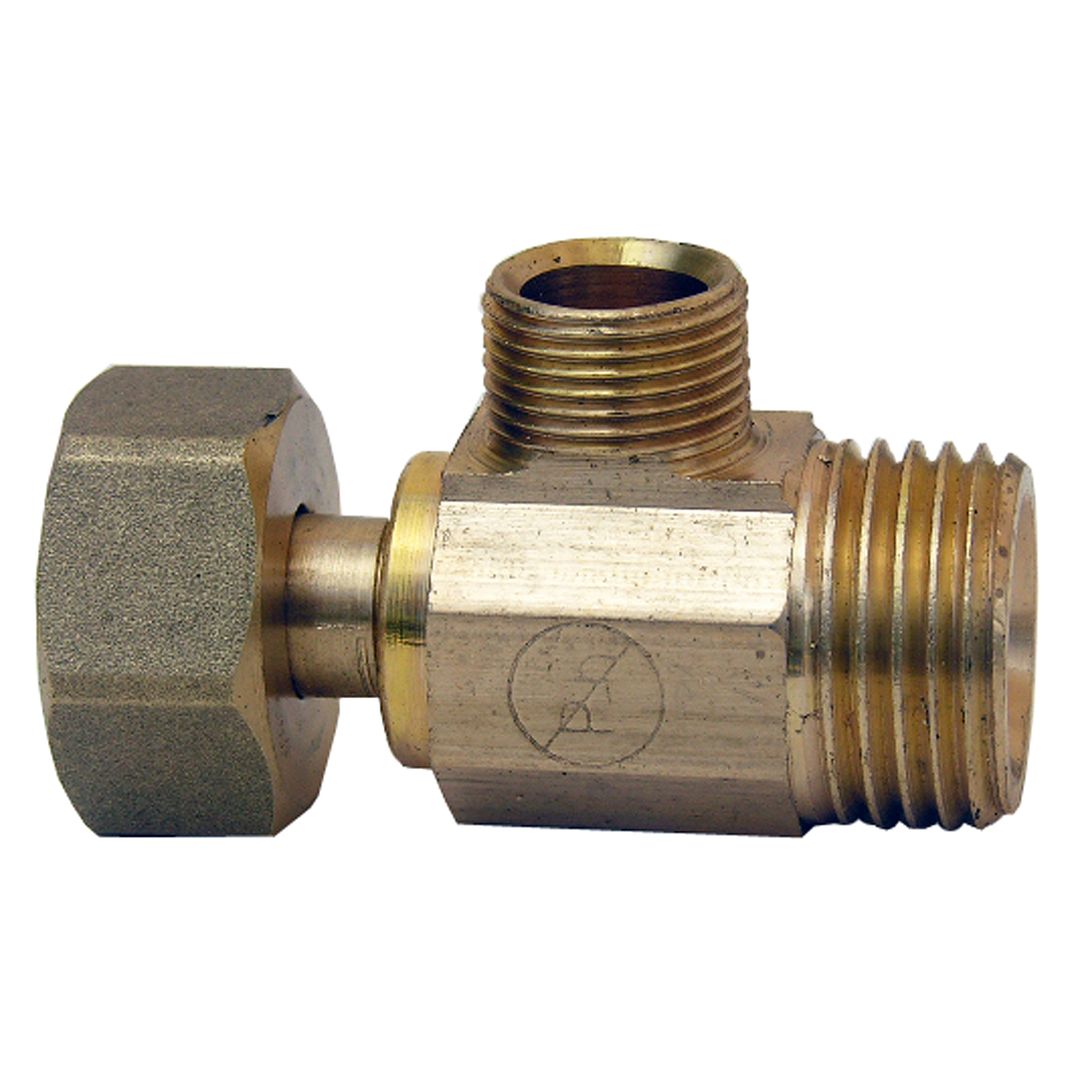 1/2" IRON PIPE INLET X 1/2" IRON PIPE OUTLET 3/8" COMPRESSION OUTLET ANGLE TEE STOP