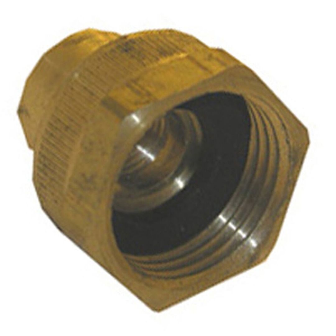 BRASS GARDEN HOSE CAP WITH 1/4" FEMALE PIPE TAP