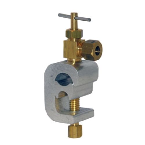 1/4" COMPRESSION OUTLET BRASS SADDLE NEEDLE VALVE C CLAMP STYLE