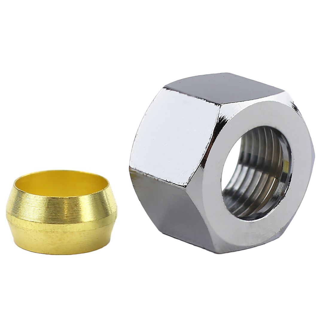 3/8" CHROME PLATED BRASS COMPRESSION NUT AND SLEEVE