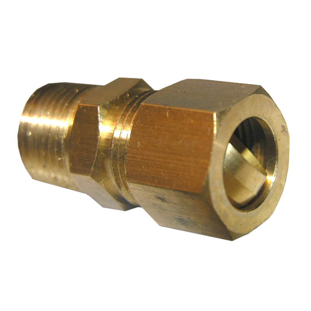 1/2" COMPRESSION X 3/8" MALE PIPE THREAD BRASS ADAPTER