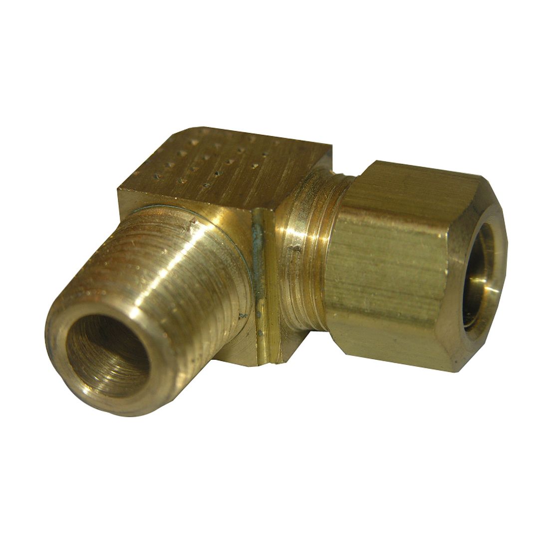 3/8" COMPRESSION X 1/4" MALE PIPE THREAD BRASS ELBOW