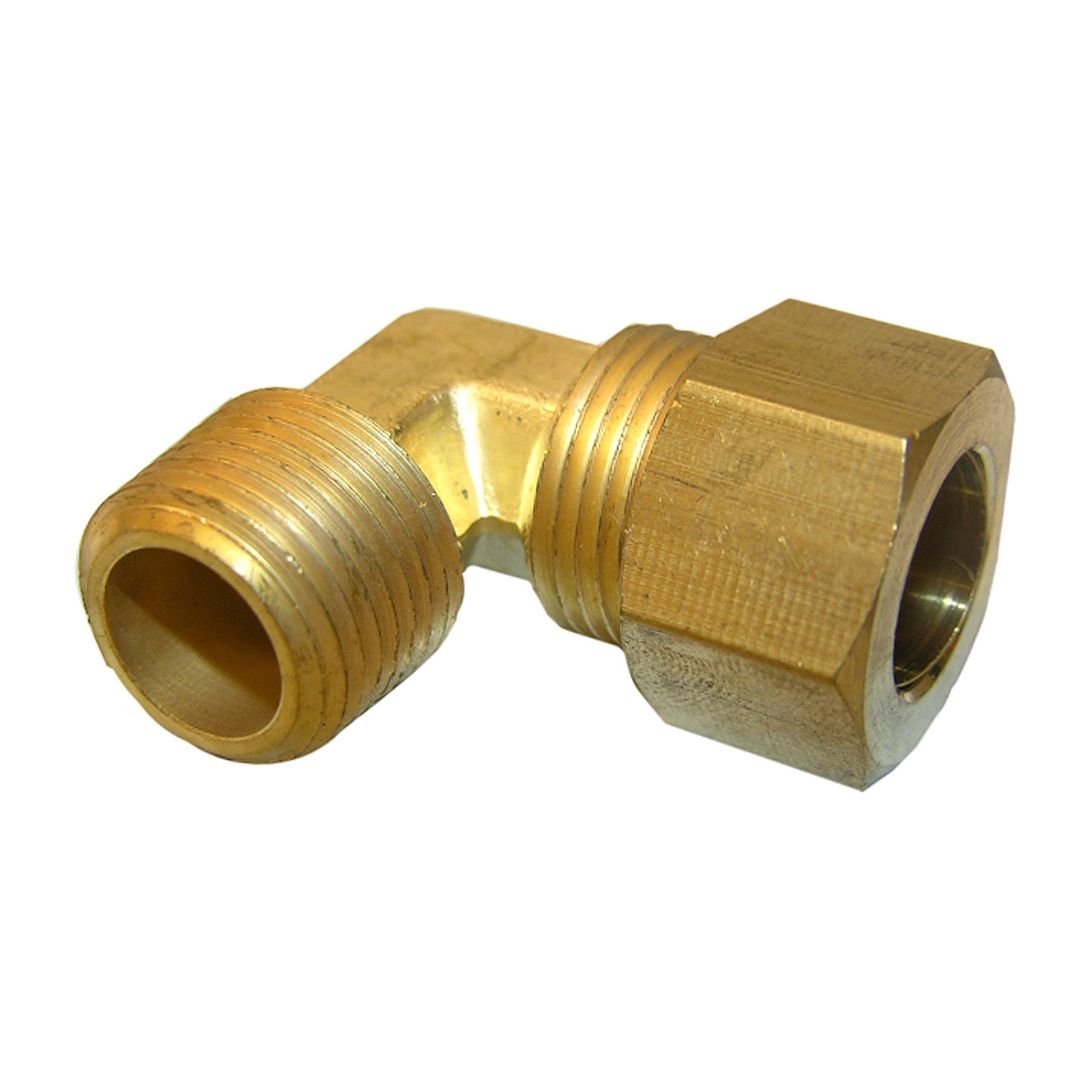 1/2" COMPRESSION X 3/8" MALE PIPE THREAD BRASS ELBOW