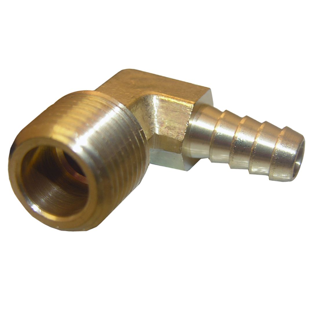 1/2" MALE PIPE THREAD X 3/8" BRASS HOSE BARB ELBOW