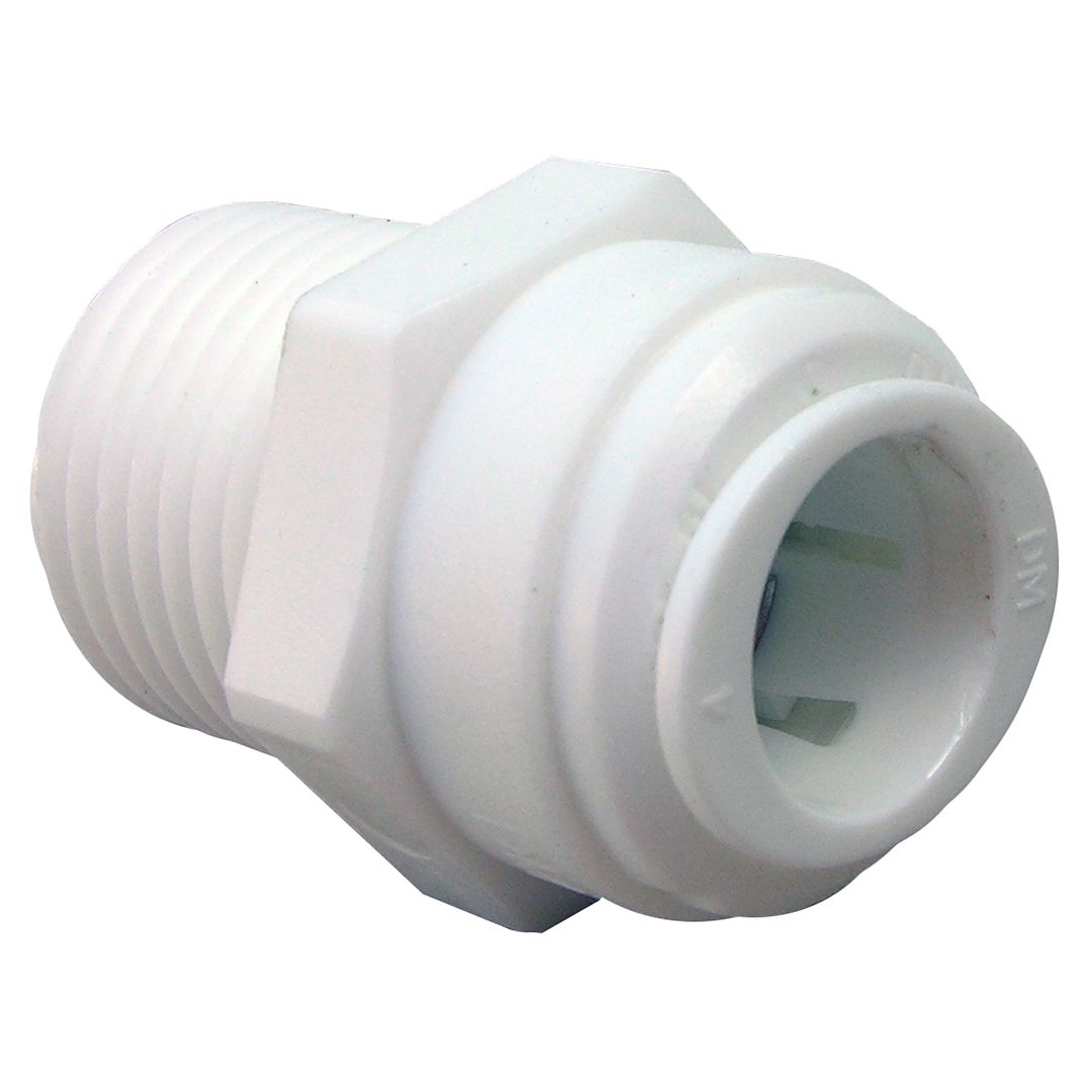 PLASTIC PUSH IN FITTING, 1/2" OD TUBE X 1/2" MALE PIPE THREAD ADAPTER