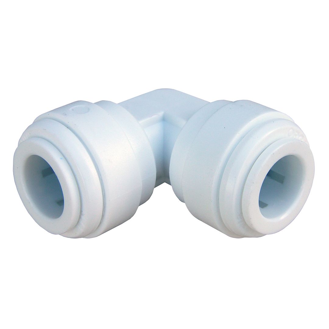 PLASTIC PUSH IN FITTING, 3/8" OD TUBE X TUBE 90 DEGREE ELBOW