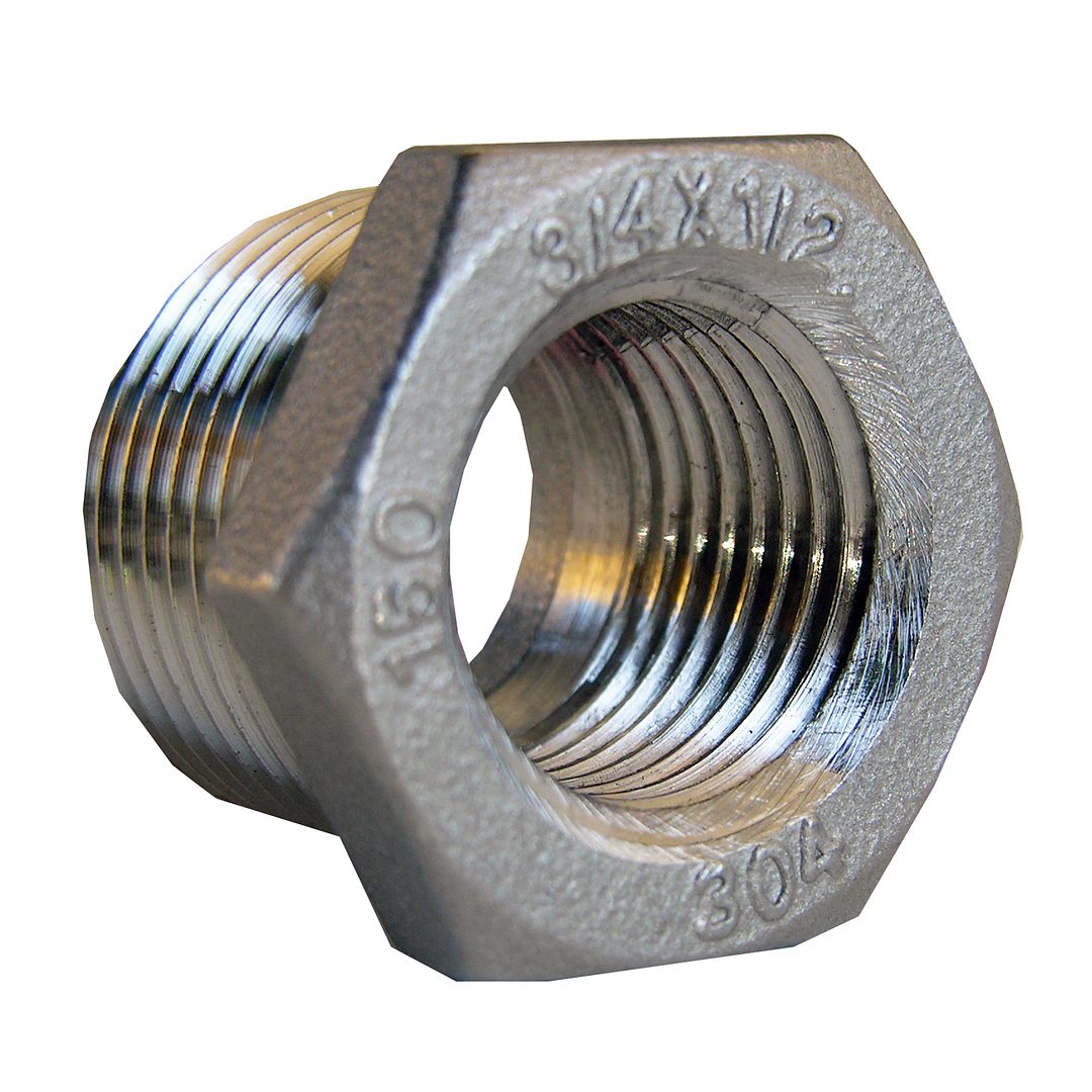 3/4" X 1/2" STAINLESS STEEL HEX BUSHING