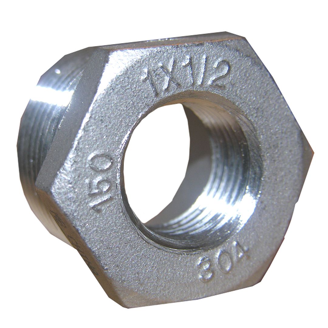1" X 1/2" STAINLESS STEEL HEX BUSHING
