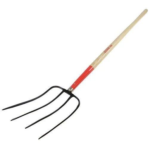 Red Rooster Manure Fork Wood Handle, 4 Tine