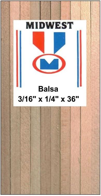 Midwest Products 6056 3/16 x 1/4 x 36 Balsa Strips