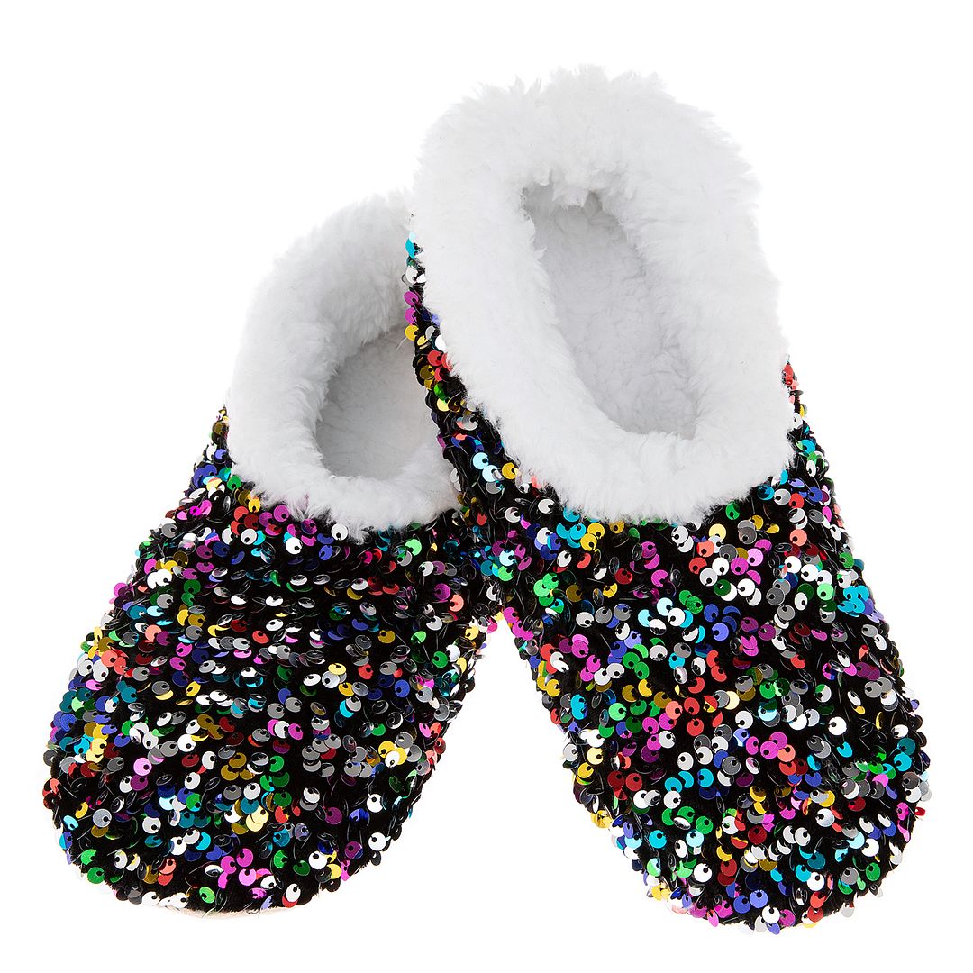 Snoozies Glitzer Pailletten superweiche Sherpa Damen Hausschuhe Größe & Farbe wählbar - Bild 9 von 16