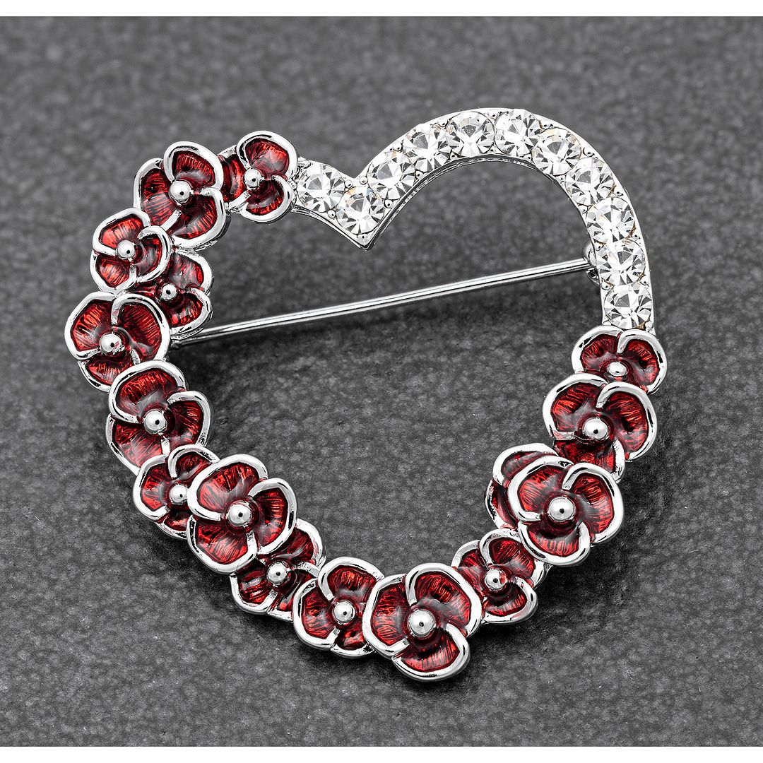 Equilibrium RedPoppy Diamante Cuore Gioielli-Bracciale, Collana, Spilla e Ea... - Foto 4 di 5