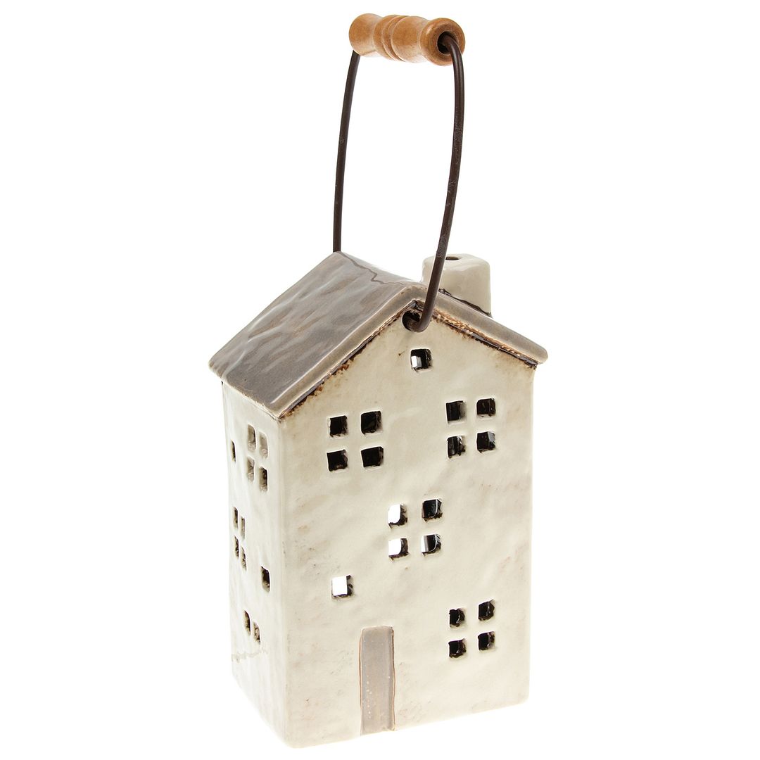 Casa Tealight in ceramica villaggio con manico appeso - scelta di design e colore - Foto 3 di 6