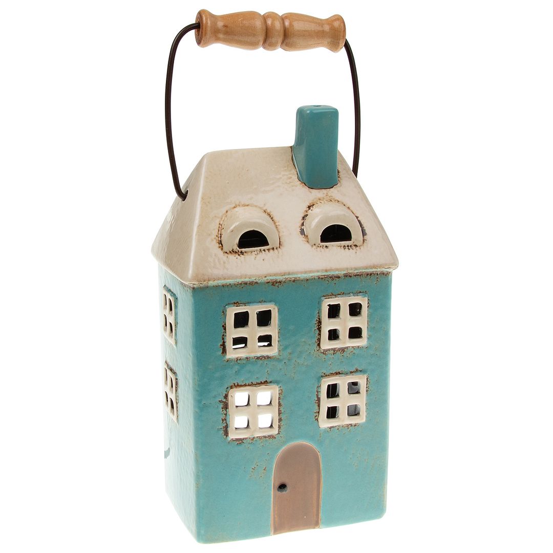 Casa Tealight in ceramica villaggio con manico appeso - scelta di design e colore - Foto 4 di 6