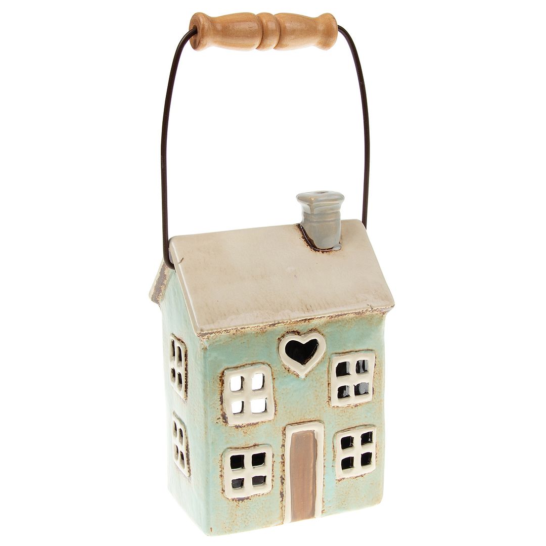 Casa Tealight in ceramica villaggio con manico appeso - scelta di design e colore - Foto 6 di 6