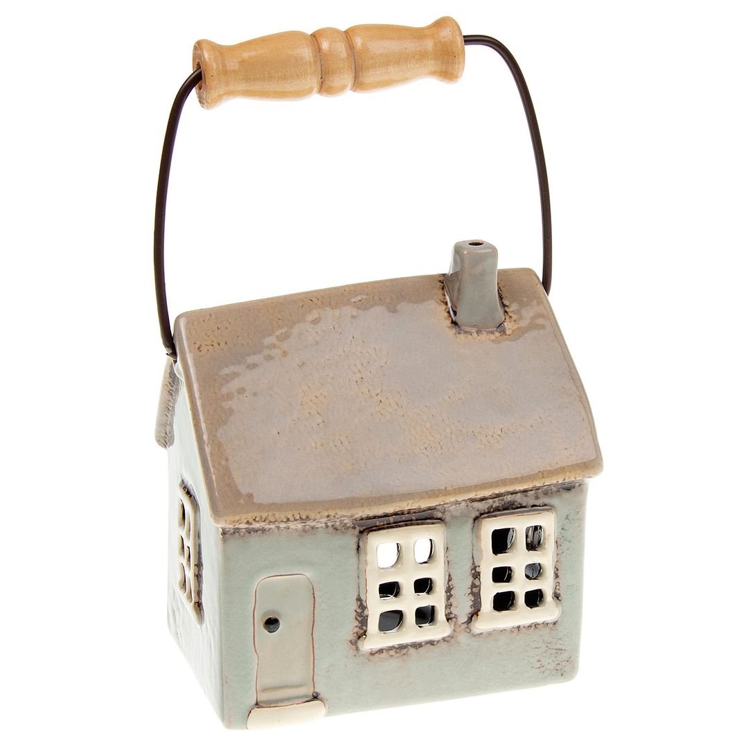 Casa Tealight in ceramica villaggio con manico appeso - scelta di design e colore - Foto 5 di 6
