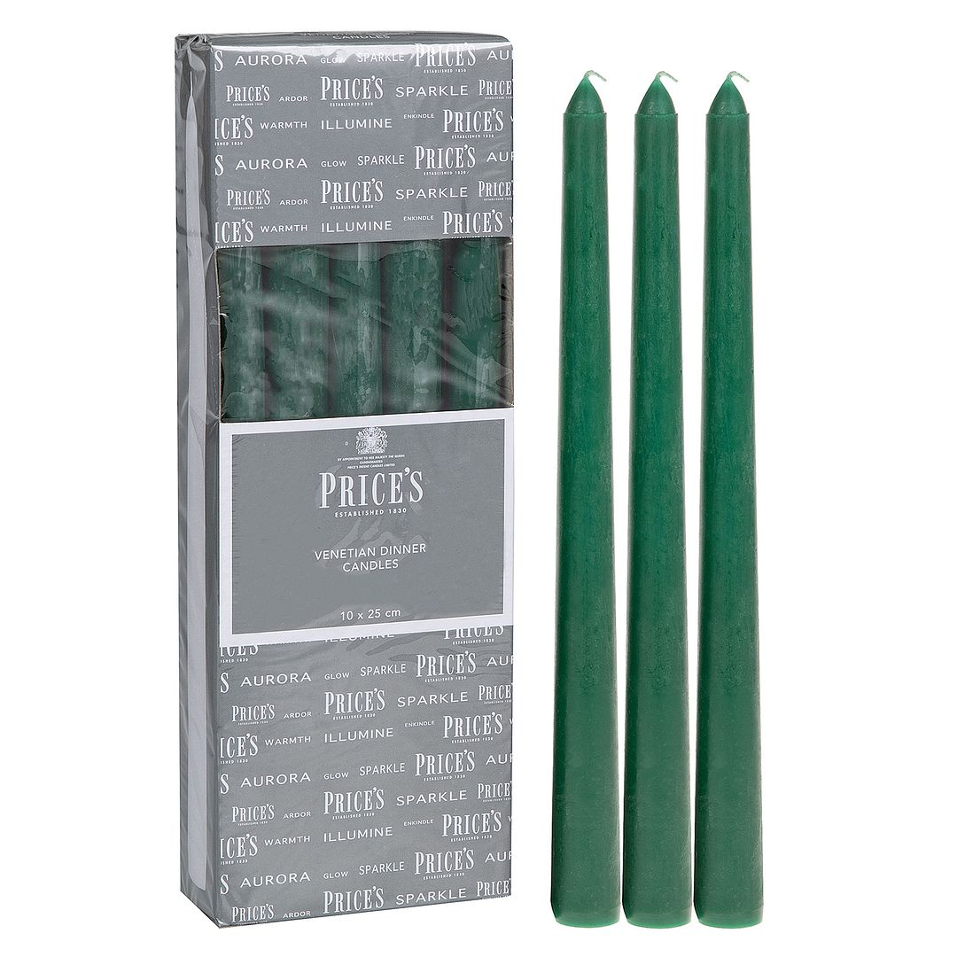 Confezione da 10 candele veneziane Price's in rosso, avorio, verde, argento e oro - Foto 4 di 6