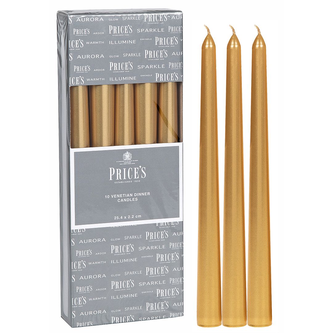 Confezione da 10 candele veneziane Price's in rosso, avorio, verde, argento e oro - Foto 6 di 6
