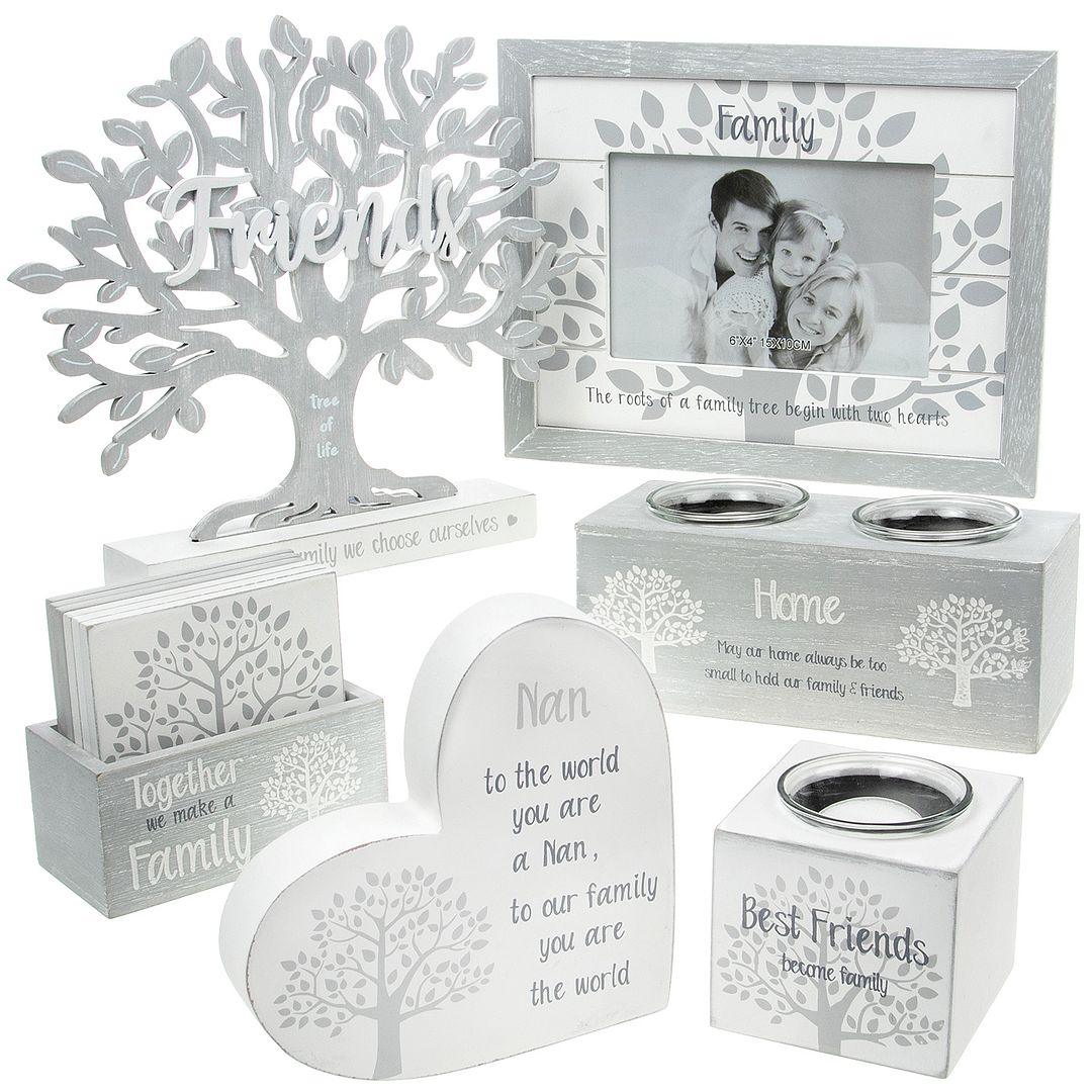 Tree of Life Grey Standing Heart Message Plaque - Mum Nan Friends Family Home - Picture 2 of 9