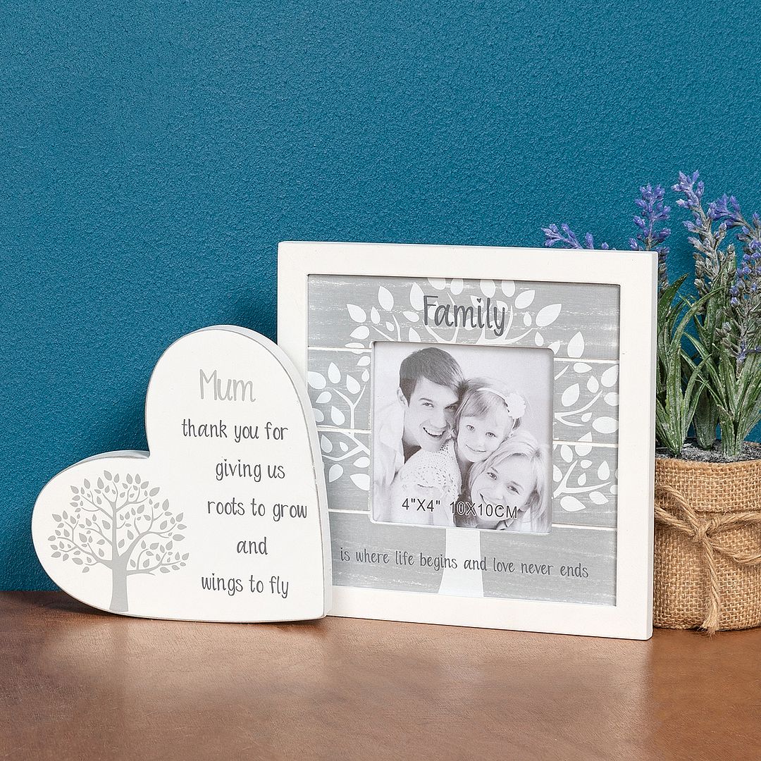 Tree of Life Grey Standing Heart Message Plaque - Mum Nan Friends Family Home - Picture 3 of 9