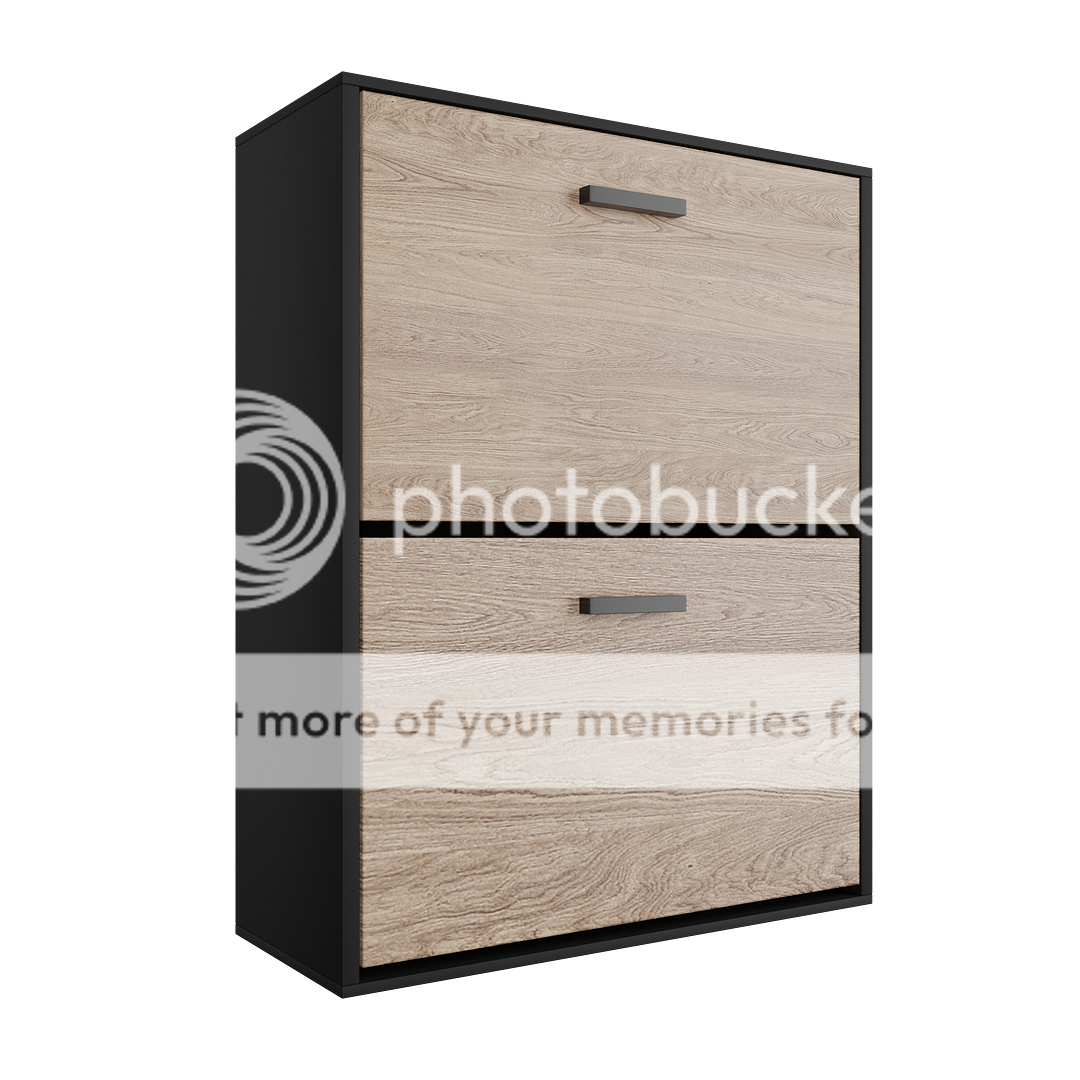 Meuble chaussures à 2 abattants, rangement 12 paires style bois meuble d'entrée couloir