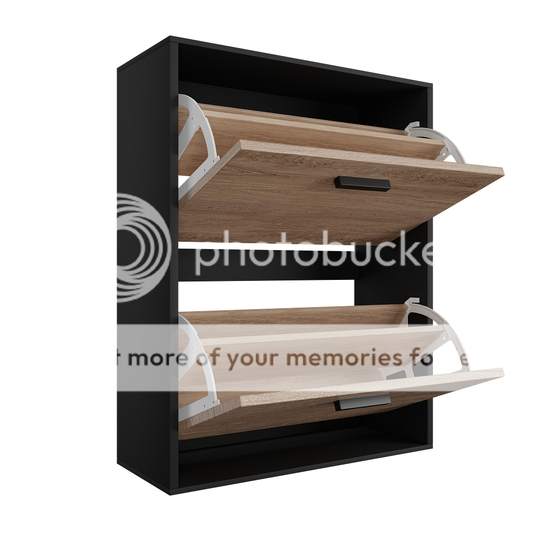 Meuble chaussures à 2 abattants, rangement 12 paires style bois