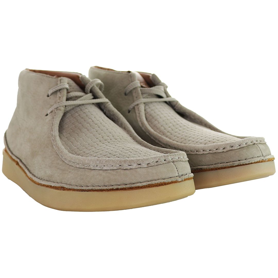CLARKS OAKLAND MID Lace-Up Beige Smooth Leather Mens Boots 261410487 £ ...