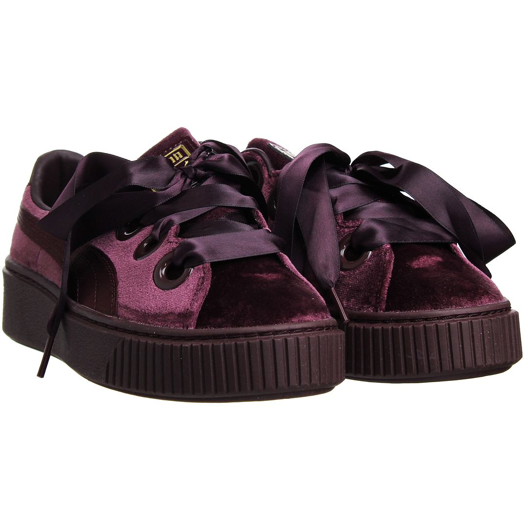 Puma Platform Kiss Purple Velvet Womens Lace Up Trainers 367021 03