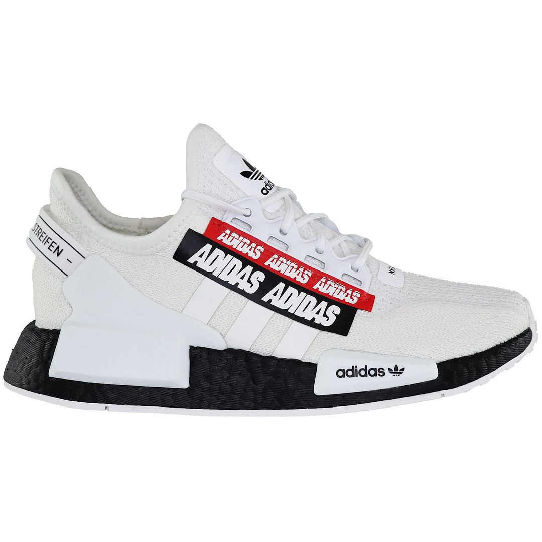 adidas originals nmd r1 trainers in white with red heel block