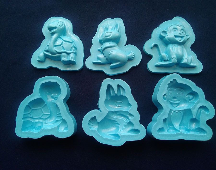 Molde para foami eva fimo fondant animales mono conejo y tortuga