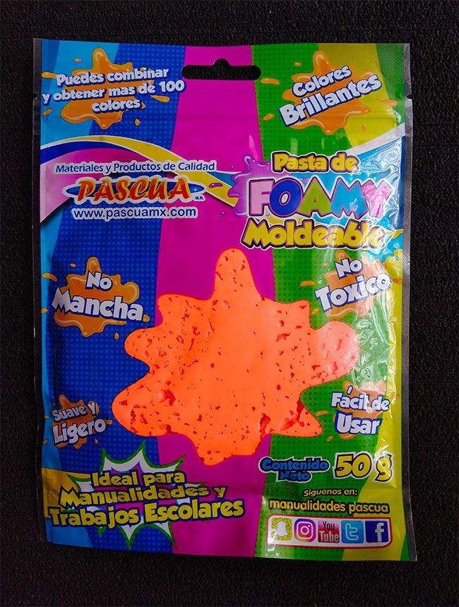 Pasta de Foamy Moldeable Naranja Fluorescente Para Manualidades