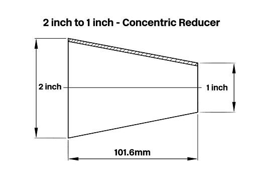2 inch to 1 inch Concentric Reducer