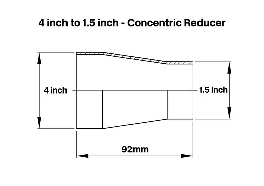 4 inch to 1.5 inch Concentric Reducer
