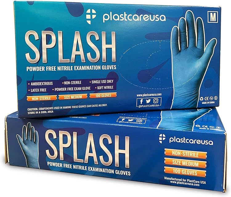 UP TO 1000 PlastcareUSA Medical Splash Nitrile Examination Gloves,Blue ALL SIZES