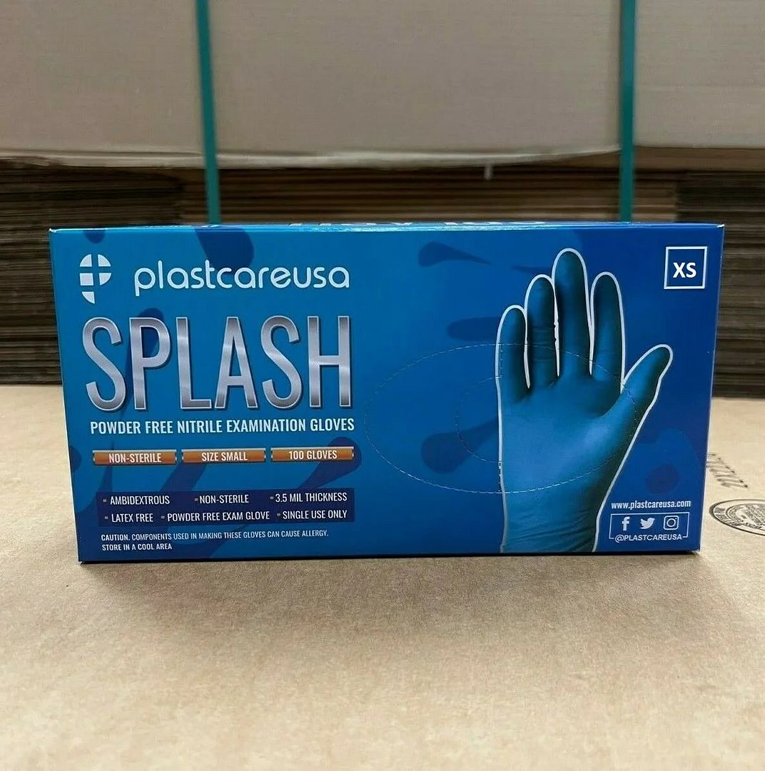 UP TO 1000 PlastcareUSA Medical Splash Nitrile Examination Gloves,Blue ALL SIZES